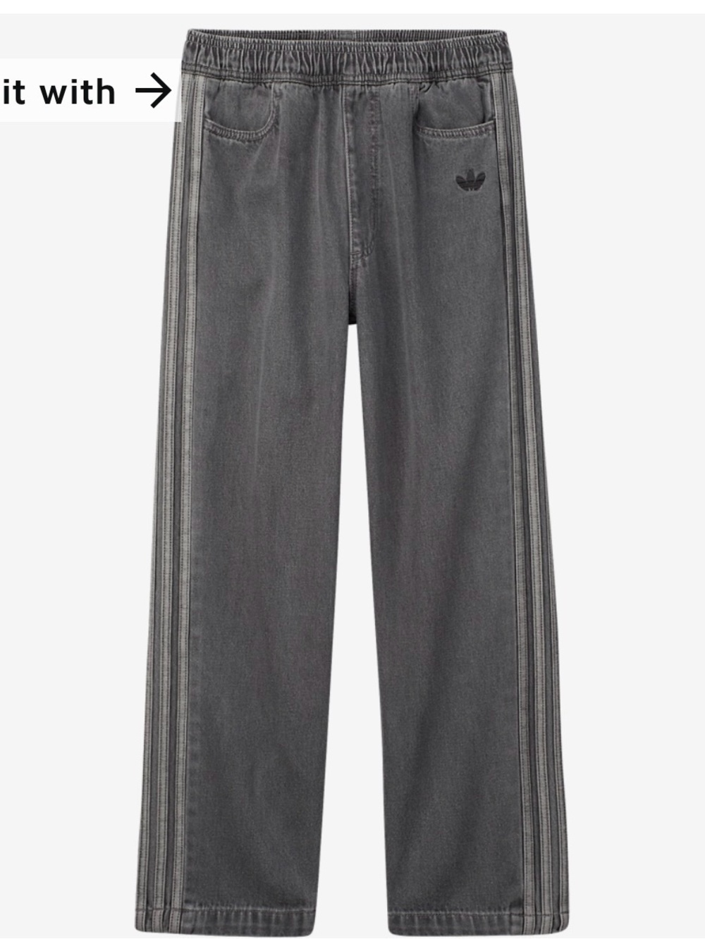 adidas Men's Gray Trefoil Elastic Waist Joggers